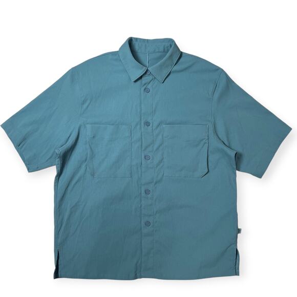 Lululemon Double Pocket Overshirt SIZE S Blue Button Up Short Sleeve Shirt - Picture 1 of 10